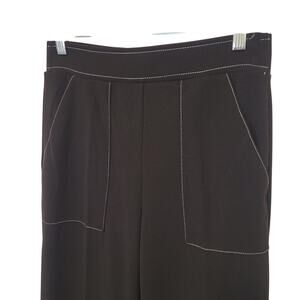 BBJ Los Angeles Juniors Black Wide Leg Pants M Contrast Stitch Pull On Stretch